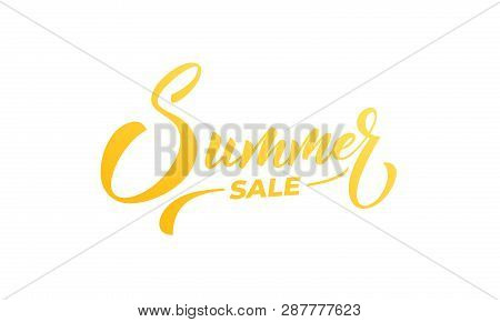 Summer Sale. Summer Lettering Calligraphy Overlay Design. Summer Sale, Discount Label.