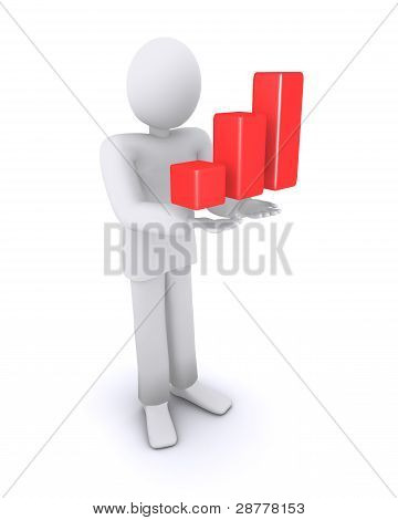 ember, aki tartja a kezében sikeres grafikon