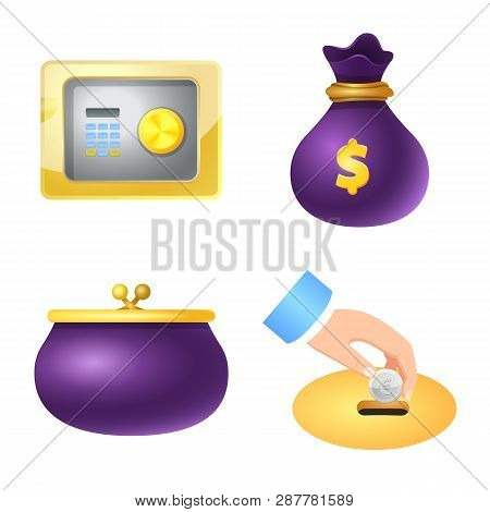 Vector Illustration Of Bank And Money Sign. Set Of Bank And Bill Vector Icon For Stock.