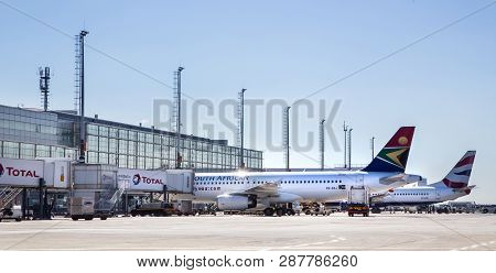 Johannesburg, South Africa, 28th February - 2019: Exterior View Of International Airport.