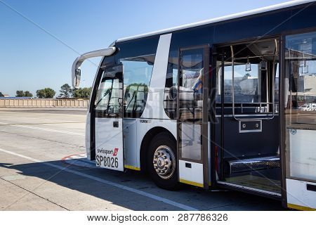 Johannesburg, South Africa, 28th February - 2019: Exterior View Of Airport Transfer Bus