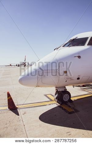 Johannesburg, South Africa, 28th February - 2019: Plane Waiting On Tarmac At International Airport