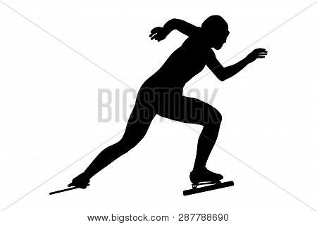 Start Race Women Athlete Speedskater Black Silhouette