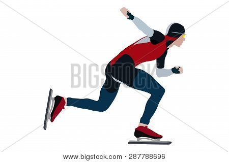 Color Silhouette Man Speedskater Of Speed Skating Competition