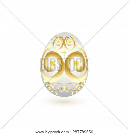 Easter Egg With A Pattern On A White Background. Vector Illustration