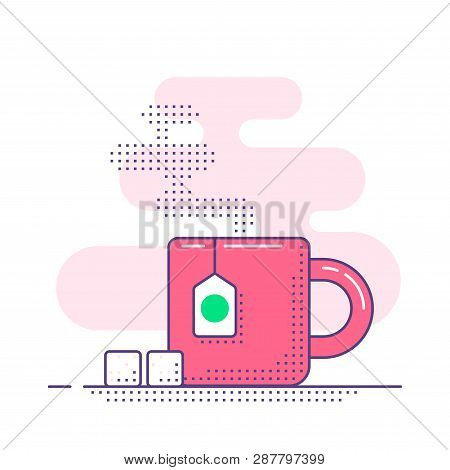 Tea Cup Icon Deign. Flat Style Illustration.