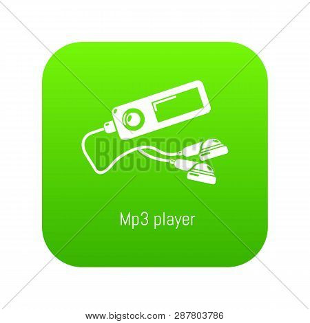 Mp3 Player Icon Green Isolated On White Background