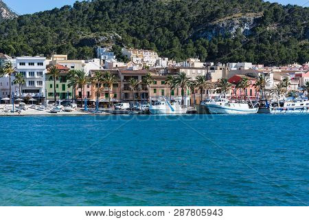 Port Andratx, Spain - June 01, 2016:
View Of The Bay Of Port Andratx Mallorca Baleares Spain. In The