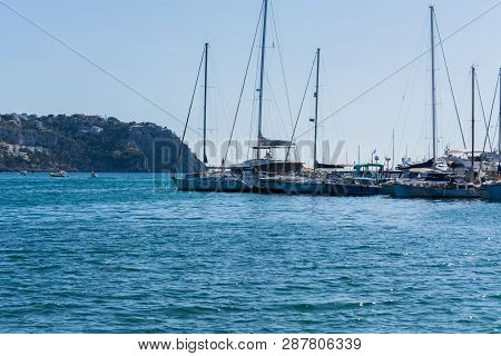 Port Andratx, Spain - June 01, 2016:
View Of The Bay Of Port Andratx Mallorca Baleares Spain. In The