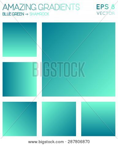 Colorful Gradients In Blue Green, Shamrock Color Tones. Adorable Background, Actual Vector Illustrat