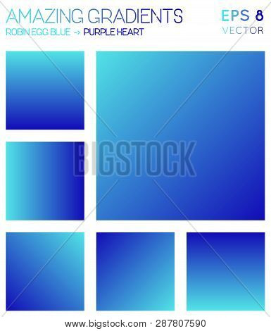 Colorful Gradients In Robin Egg Blue, Purple Heart Color Tones. Adorable Background, Stunning Vector