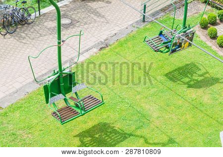Solingen, Burg, Germany - July 15, 2015:  Chairlift, Schloss Burg Solingen In Orteil Burg.
Here Are 