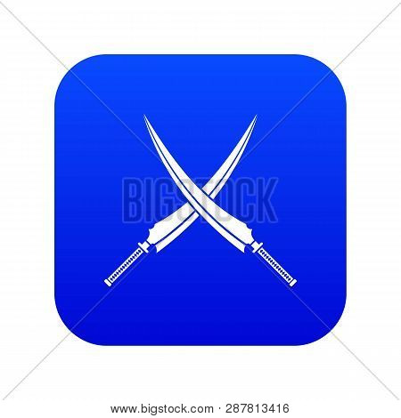 Samurai Swords Icon Digital Blue For Any Design Isolated On White Illustration