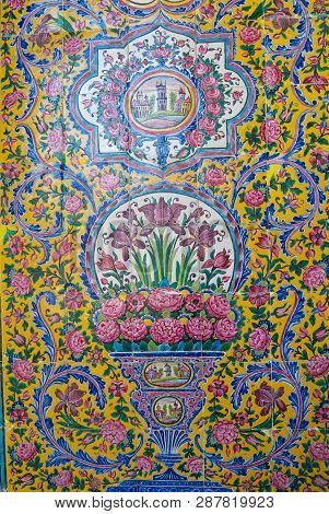 Shiraz, Iran - June 20, 2007: Detail Of The Exterior Wall Decoration Of The Nasir Al-mulk Mosque In 