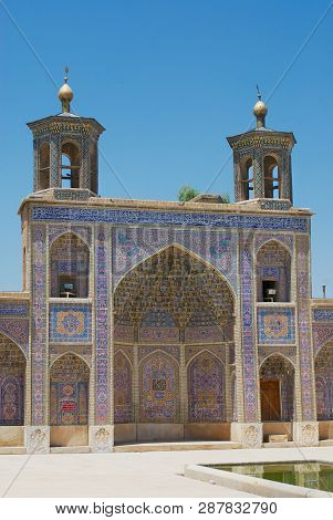 Shiraz, Iran - June 20, 2007: Exterior Decoration Of The Nasir Al-mulk Mosque In Shiraz, Iran.