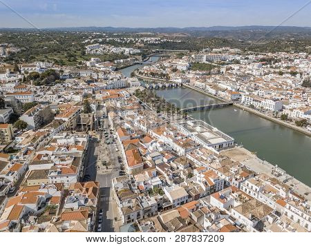Aerial View Of Charming Tavira In Sunny Day, Algarve, Portugal