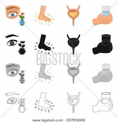 Vector Illustration Of Diet And Treatment  Sign. Set Of Diet And Medicine Vector Icon For Stock.