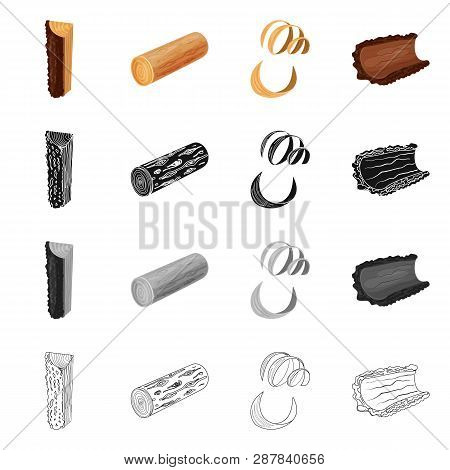 Vector Design Of Tree   And Raw  Icon. Set Of Tree   And Construction Vector Icon For Stock.