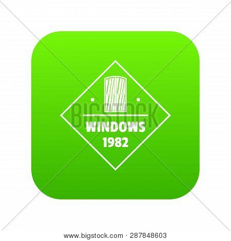 Window Frame Icon Green Isolated On White Background