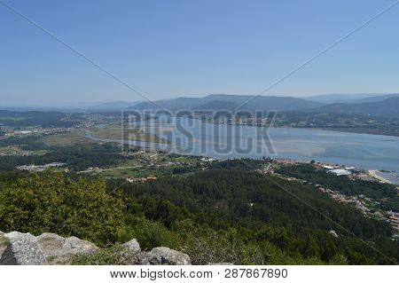 Views Of The Miño River And Portuguese Village Of Caminha From The Castro Of Santa Tecla In The Guar