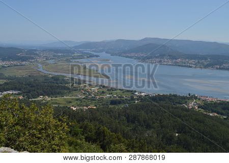Views Of The Miño River And Portuguese Village Of Caminha From The Castro Of Santa Tecla In The Guar