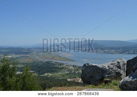 Views Of The Miño River And Portuguese Village Of Caminha From The Castro Of Santa Tecla In The Guar