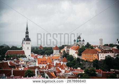 Old Town In Estonia From A Viepoint