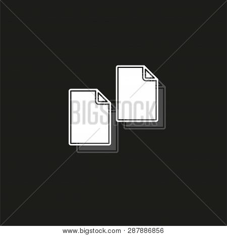 Copy Or Duplicate Document Icon - Web Page Symbol - Office File Format. White Flat Pictogram On Blac