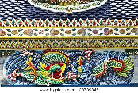 Blu verde in ceramica drago giallo rosso misto colore Cina antica Thai