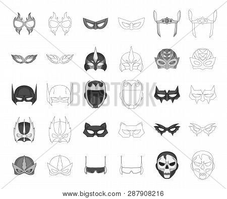 Vector Illustration Of Hero And Mask Symbol. Set Of Hero And Superhero Vector Icon For Stock.