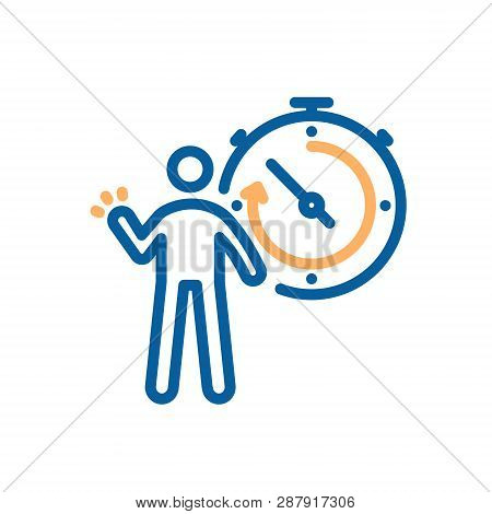 Person And Stopwatch Icon. Vector Illustration For Sports, Breaking Records, Competitive Concepts, S