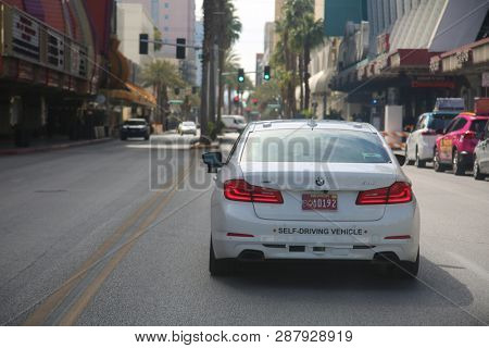 2/25/2017 Las Vegas, Nevada: Self Driving or Driver less Car carries people to various locations. 