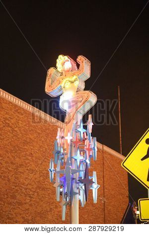 2/25/2019 Las Vegas, Nevada: Freemont Street Experience, including Neon Signs, Casinos, Zip Lines, Gambling, Slot Machines, Card Games, Tourist, Entertainers, and more. Las Vegas Nevada Night Life. 