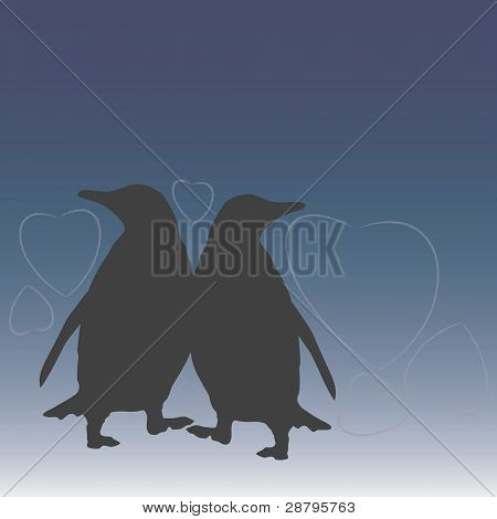 due pinguini e cuori