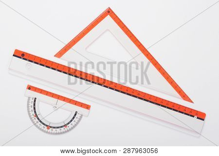 ruler metric at white background, top view