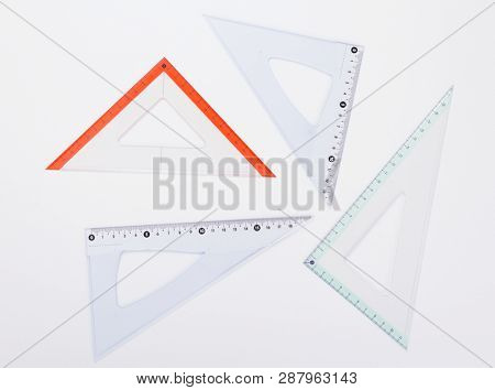 ruler metric at white background, top view