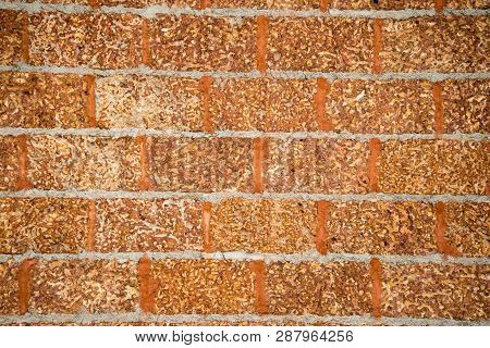 The Background Of Orange Bricks Texture Horizontally