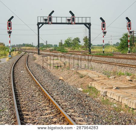 The Railway Signalling Poles And Light Signal