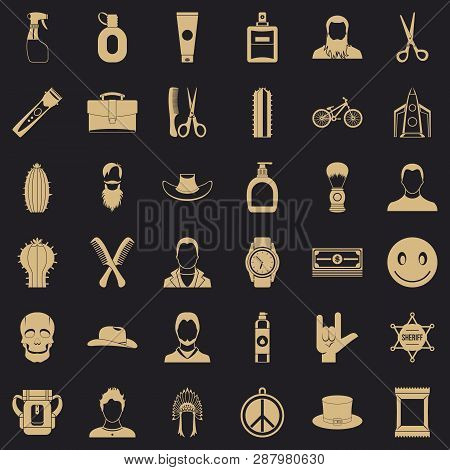 Hair Salon Icons Set. Simple Style Of 36 Hair Salon Vector Icons For Web For Any Design