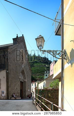Manarola, Italy, La Spezia Province, Liguria Regione, 07 August, 2018: People, Tourists Walking At T