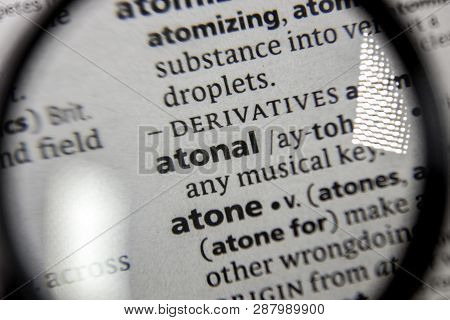 The Word Or Phrase Atonal In A Dictionary Book.