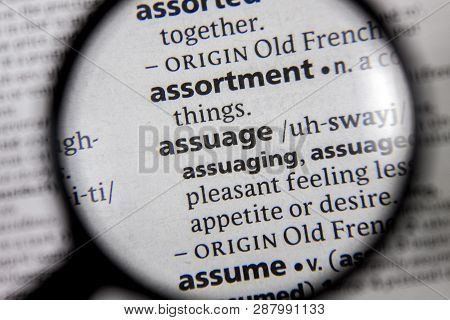 The Word Or Phrase Assuage In A Dictionary Book.