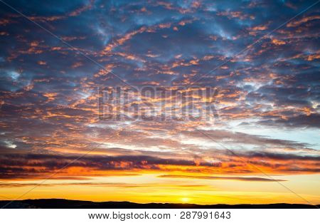 Tragic Sky, Yellow-pink Clouds, Sunrise, Bright Colors, Tragic Sky, Yellow-pink Clouds