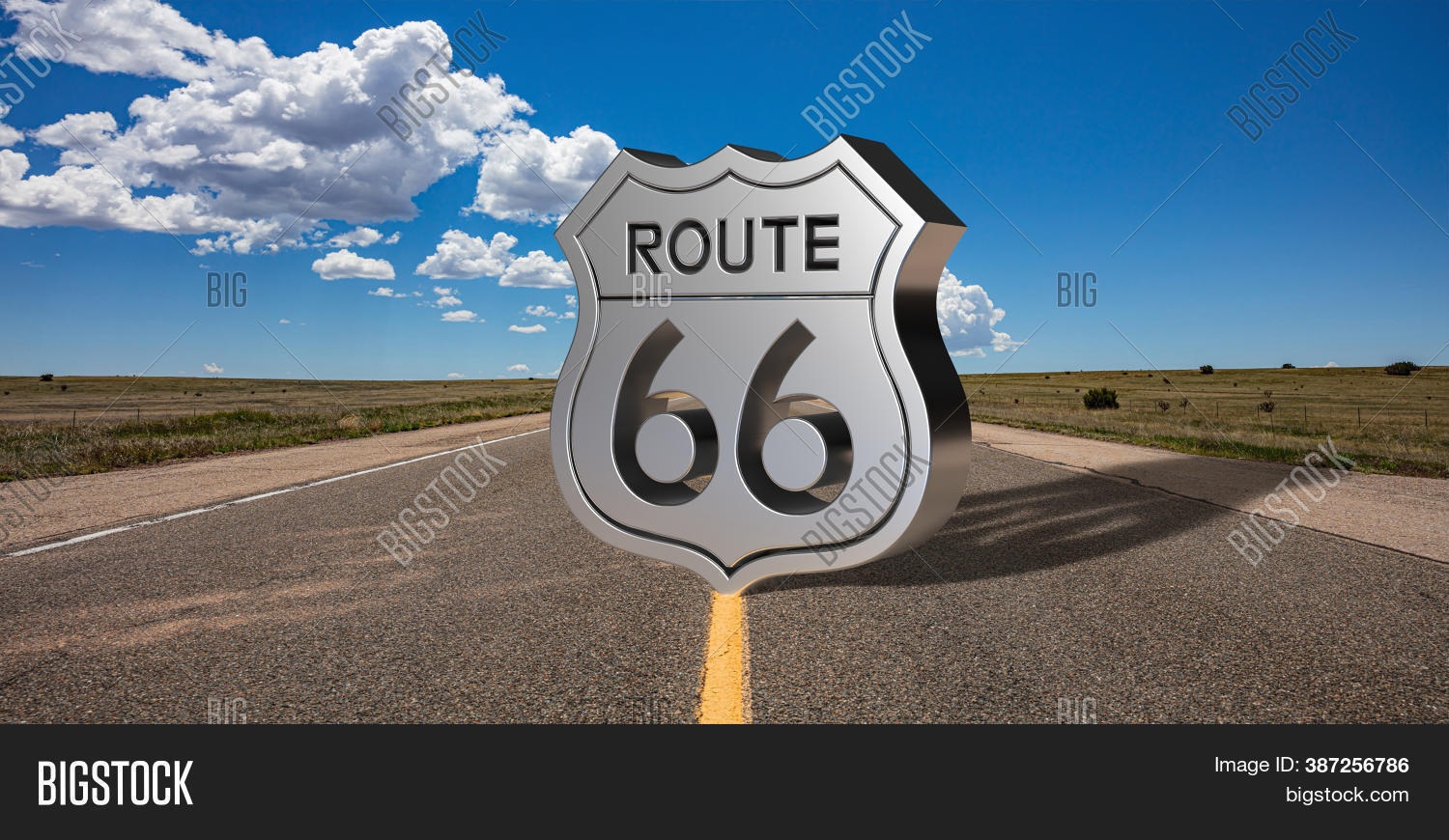 Route 66 Sign On Road Image & Photo (Free Trial) | Bigstock
