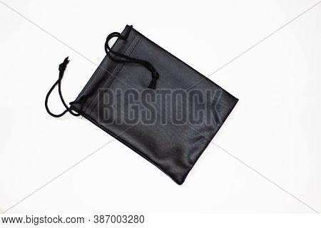 Small Bag. Clutch With Black Laces. Pouch And Laces. Black Case. Small Black Pouch