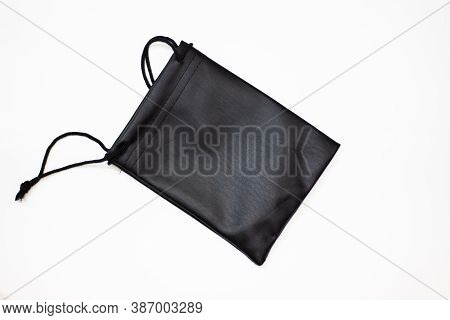 Small Bag. Clutch With Black Laces. Pouch And Laces. Black Case. Small Black Pouch