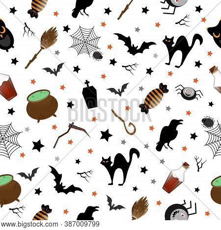A Vector Seamless Pattern Background Of Halloween