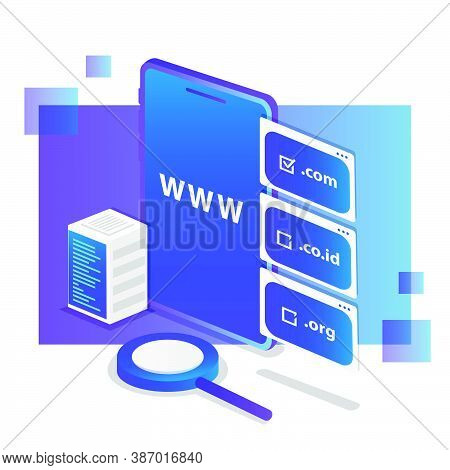 Isometric Design Domain Registration Webiste Conceptual Vector
