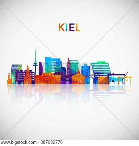 Kiel Skyline Silhouette In Colorful Geometric Style. Symbol For Your Design. Vector Illustration.