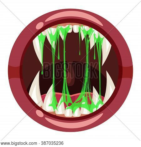 Monster Mouth Creepy And Scary. Funny Jaws Teeths Creatures Expression Monster Horror Saliva Slime. 